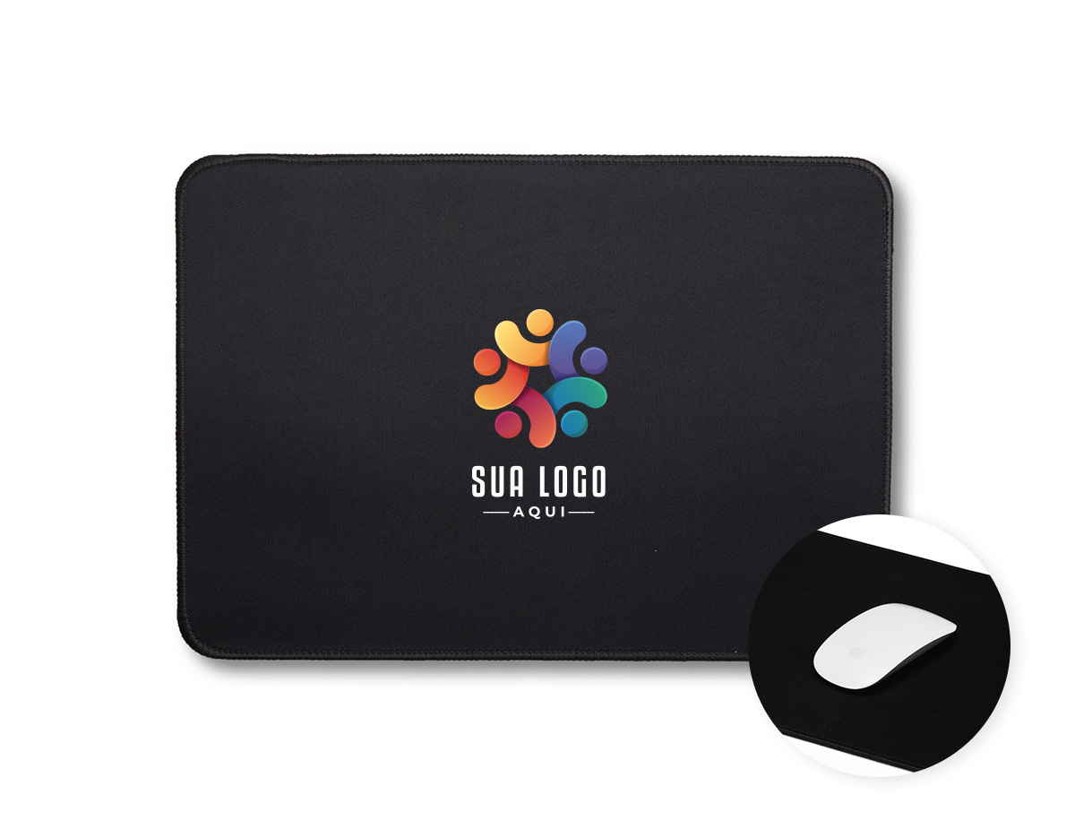 Mouse pad em poliéster impermeável e flexível, garantindo resistência e fácil manutenção. Sua base antiderrapante em borracha assegura firmeza e conforto no uso diário. Um brinde corporativo versátil e durável, ideal para destacar a marca no ambiente de trabalho.
